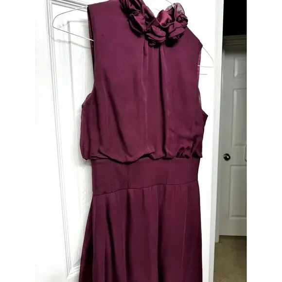 Antonio Melani Silk Dress with Flower Detail Around Neck - Size 4 - Picture 2 of 13